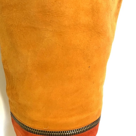 Anne Klein COUTURE Color Block‎ Leather Suede Knee High Zip Boots 6.5 Pink 80s - Picture 9 of 14